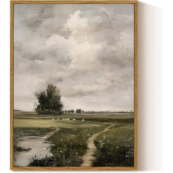 HFDF Vtage Canvas Wall Art, Filed and Path Farmhouse Wall Art for Livg Room Bedroom, Canvas Prts with , Retro Home Decor Artwork 8x10inch Unframed