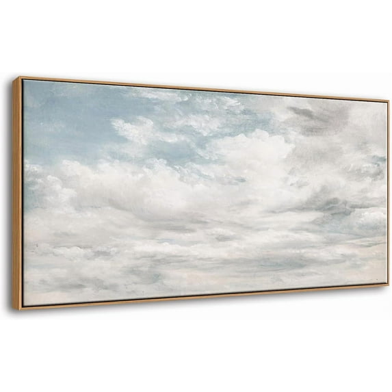 HFDF Wall Art, Classical Oil Patg Clouds Canvas Prts, Vtage Sky Landscape Pictures for Farmhouse Country Decor, Large Wall Art for Livg Room Bedroom 24x20inch Framed