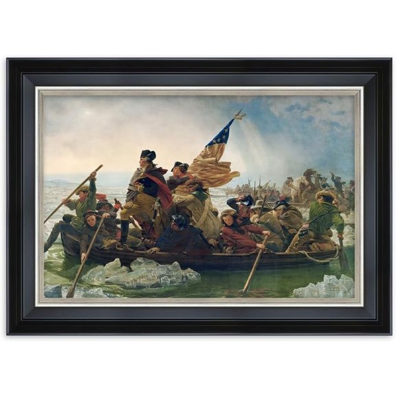 HFDF - Washgton Crossg the Delaware by Emanuel Leutze. Giclee Prts on Canvas. Fe Art Reproduction with Wall Art. Perfect for Wall Decor. Total w/Frame: 24x20inch Framed