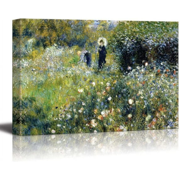 HFDF Woman with a Parasol in a Garden by PierreAuguste Renoir Canvas Print Wall Art Famous Painting Reproduction 14x11inch Framed