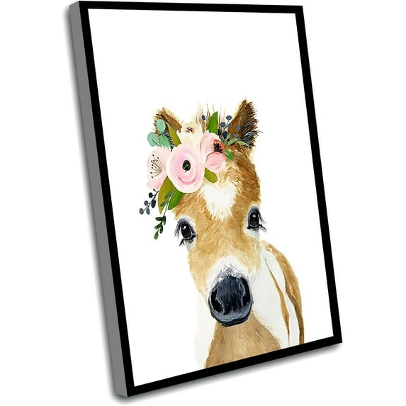 HFDF Woodland Nursery Decor For Boys,Farm Nursery,Watercolor Horse,Farm Animals Nursery Prts,Horse Patg,Kids Posters,Prts,Nursery Animals,Nursery Decor, Wall Art 20x24inch Framed