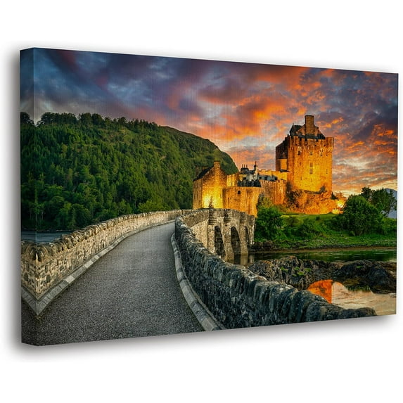 HFDF World's Heritage Famous Places Canvas Wall Art, Scenic Posters, Modern Landscapes Home Decor (09 Eilean Donan Castle - Scotland, - Ready to Hang) 10x8inch Unframed