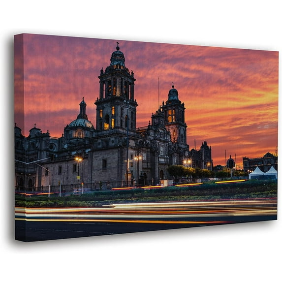 HFDF World's Heritage Famous Places Canvas Wall Art, Scenic Posters, Modern Landscapes Home Decor (19 Mexico City - Mexico, - Ready to Hang) 16x12inch Framed