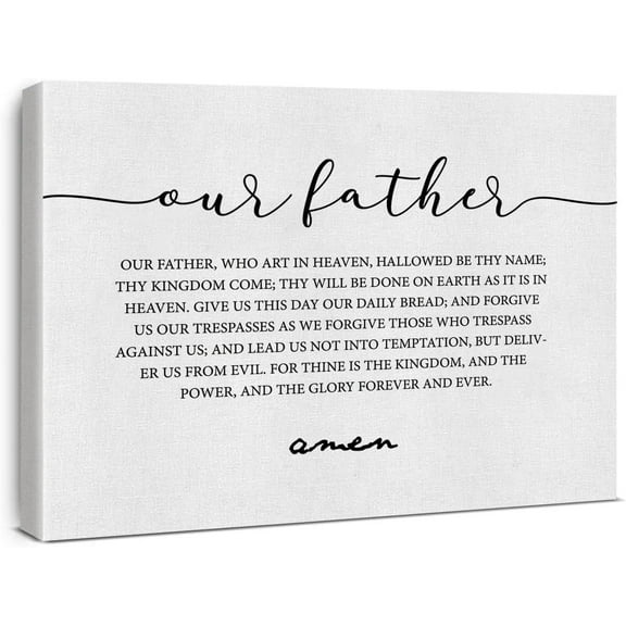 HFDF spirational Canvas Wall Art Our Father Prayer Prt the Lords Prayer Scripture Patg Artwork Ready to Hang Home Dg Room Kitchen Decor es 20x16inch Framed