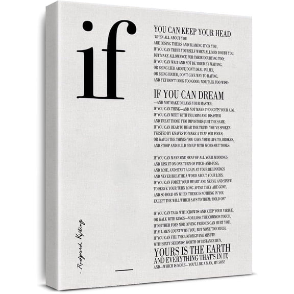 HFDF spirational Canvas Wall Art If Poem Positive Prt Patg Artwork Ready to Hang Modern Home Office Wall Decor es 11x14inch Framed