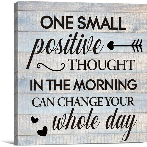 HFDF spirational Farmhouse Canvas Prt Wall Art Decor One Small Positive Thought the Morng Can Change Your Whole Day Sign Patg Plaque Rustic Home Decoration 12x18inch Framed