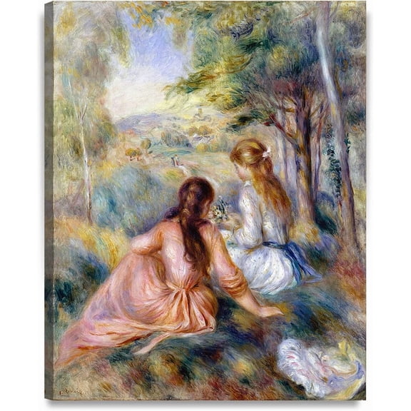 HFDF - the Meadow by Pierre-Auguste Renoir Art Reproduction. Giclee Prts Acid Free Cotton Canvas Wall Art for Home Decor 12x18inch Framed