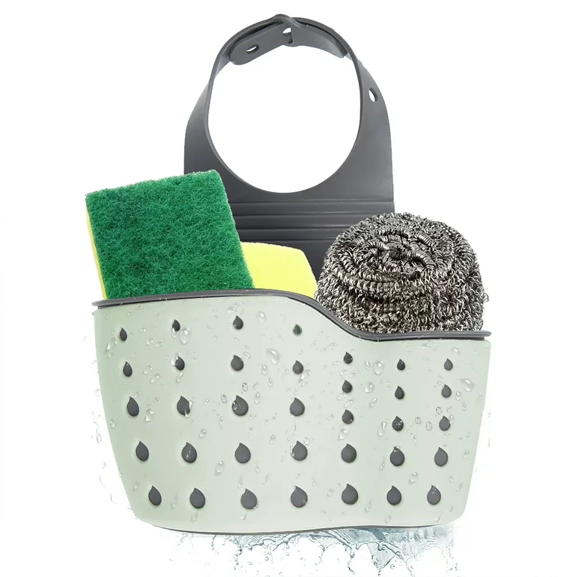 HFDR Adjustable Kitchen Sink Caddy Sponge Holder, Removable Hanging