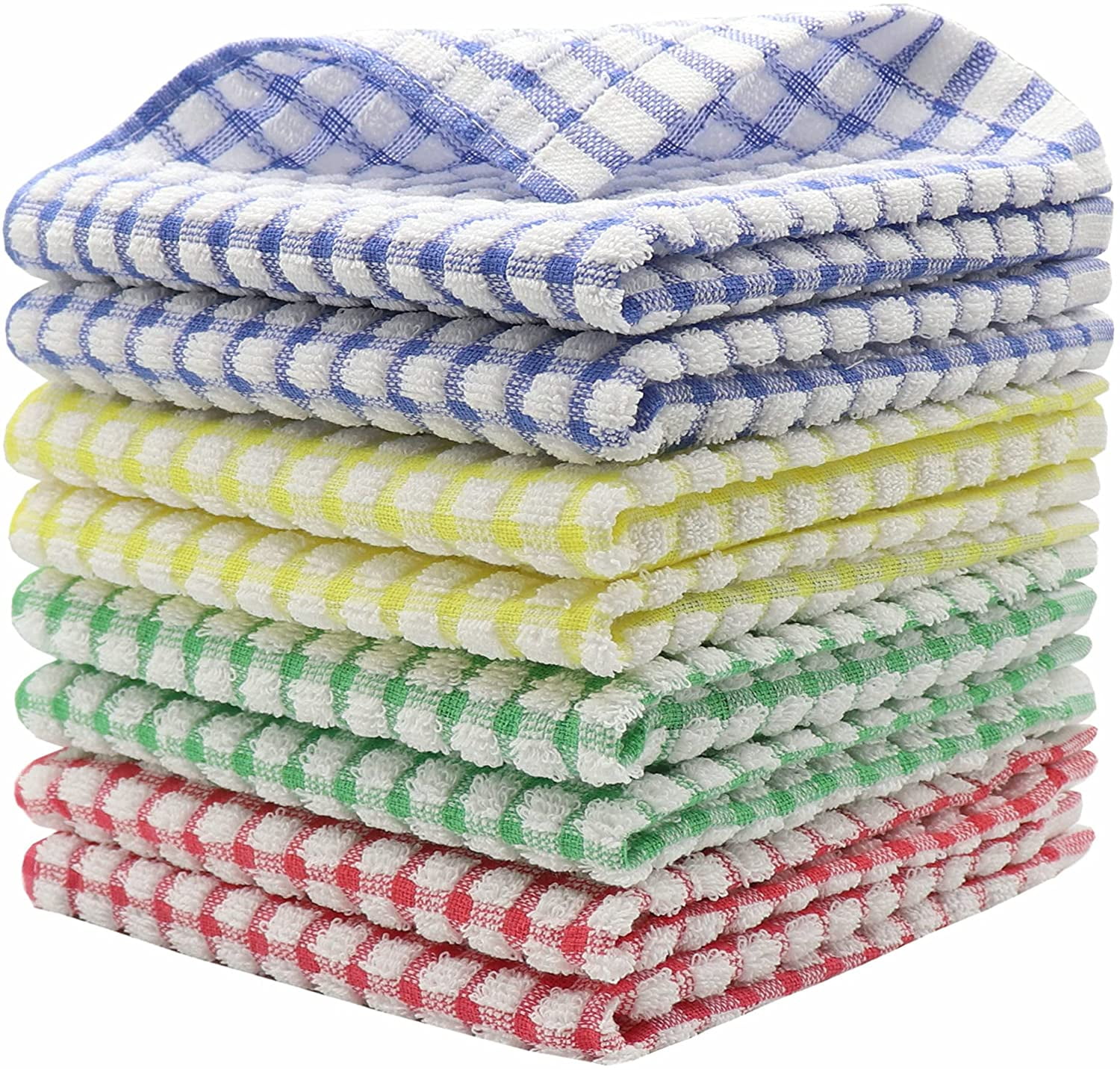 Hfgblg Cotton Dish Rags Tidy Dish Cloths Bulk Dish Towels, Set of 8 Kitchen Cleaning Rags, Soft and Absorbent Cleaning Cloth Wash Cloths, 12 inch x 12