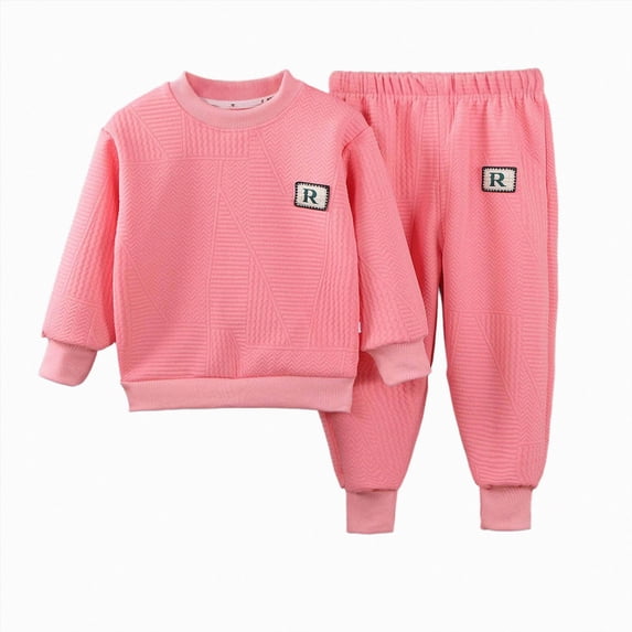 HFHAPW Baby Boy Clothes Solid Color Sweatshirt Pullover Tops Jogger Pants 2PCS Set Toddler Boy Winter Fall Outfits 0 6 12 18 Months 2T 3T 4T 5T 6T 7T 8T 9T(Red,3-4 Y)