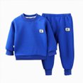 thumbnail image 1 of HFHAPW Baby Boy Clothes Solid Color Sweatshirt Pullover Tops Jogger Pants 2PCS Set Toddler Boy Winter Fall Outfits 0 6 12 18 Months 2T 3T 4T 5T 6T 7T 8T 9T(Blue,2-3 Y), 1 of 4