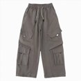 thumbnail image 1 of HFHAPW Boys Baggy Cargo Pants Casual Loose Fit Parachute Pant Fashion Harem Joggers with Pockets(Dark Gray,14-16Y), 1 of 9