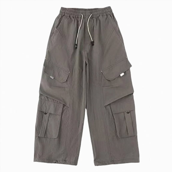 HFHAPW Boys Baggy Cargo Pants Casual Loose Fit Parachute Pant Fashion Harem Joggers with Pockets(Dark Gray,14-16Y)