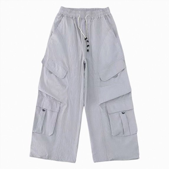 HFHAPW Boys Baggy Cargo Pants Casual Loose Fit Parachute Pant Fashion Harem Joggers with Pockets(Light Gray,13-14Y)