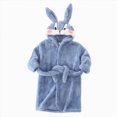 thumbnail image 1 of HFHAPW Boys Girls Bathrobes,Toddler Boy Girl Robes,Children's Plush Soft Coral Fleece Hooded Pajamas Sleepwear for 18-24M 2T 3T 4T 5T 6T 7T 8T 9T 10T 11T 12T Kids(Blue,4-5 Y), 1 of 5