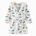 thumbnail image 1 of HFHAPW Boys Girls Robe Fleece Hooded Soft Toddler Bathrobe Cute Boys Bathrobe Fuzzy Plush Robes for 2T 3T 4T 5T 6T 7T Kids(Clear,4-5 Y), 1 of 4