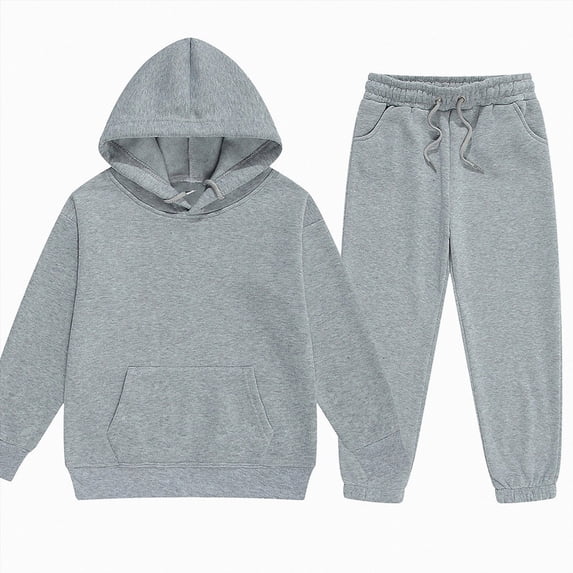 HFHAPW Boys Girls Sweatpants Set 2 Piece Fleece Pullover Hoodie Sweatshirt and Jogger Outfits 2-13 T Girls Casual Activewear Set Sweatsuit(Grey,12-13 Y)
