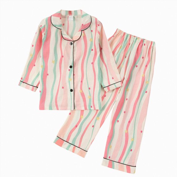 HFHAPW Girls Pajamas 2PCS Pjs Set Sleepwear Soft Long Sleeve Long Pants Lounge Set,3-4 Y