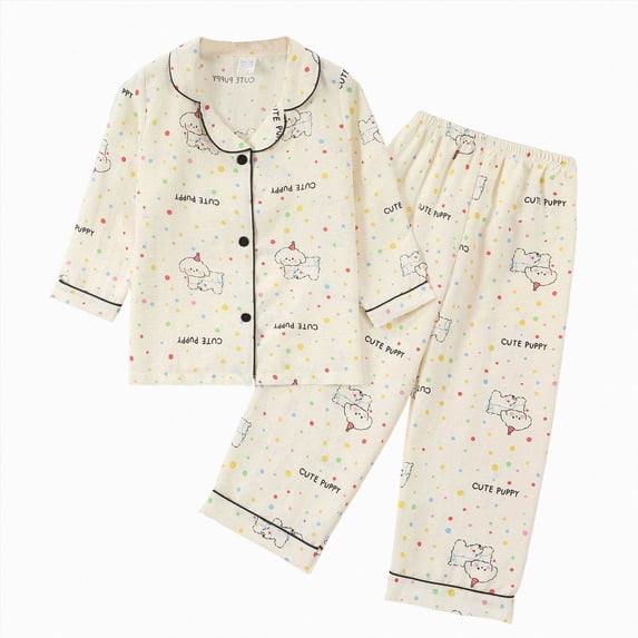 HFHAPW Girls Pajamas 2PCS Pjs Set Sleepwear Soft Long Sleeve Long Pants Lounge Set,5-6 Y