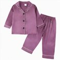 thumbnail image 1 of HFHAPW Girls Pajamas Satin Pajama Set Silky Pjs Long Sleeve Button Down Sleepwear Loungewear Sets for Kids,2-3 Y, 1 of 5