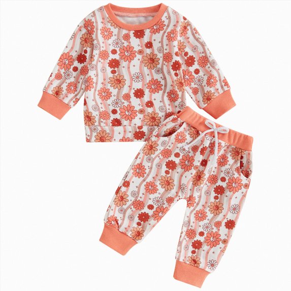HFHAPW Kids Girl Clothes Newborn Infant Fall Winter Outfits Graphic Long Sleeve Crewneck Sweatshirts Pants 2Pcs,2-3 Y