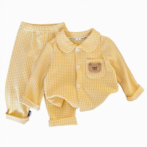 HFHAPW Kids Girls Pajamas Set Long Sleeve Button Down Pjs Sleepwear Loungewear 2 Piece Set for Daily,5-6 Y