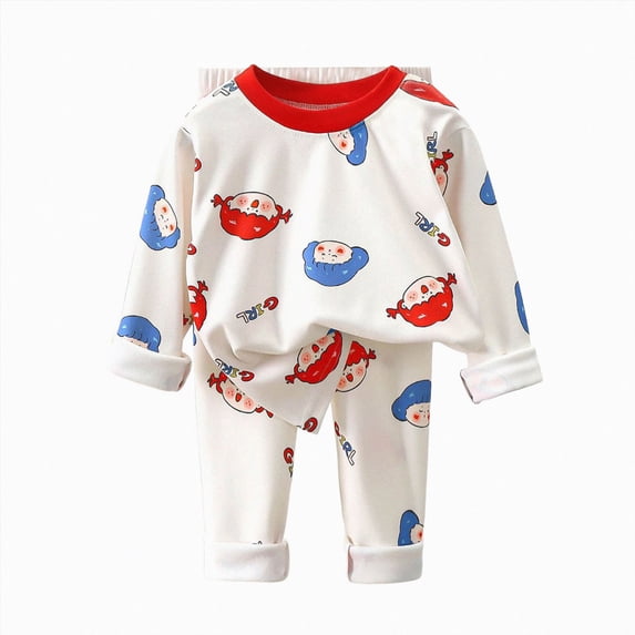 HFHAPW Little Boys Girls Pajamas Set 2 Piece Long Sleeve Print Top and Pants Pjs Sleepwear Jammies Fall Winter Pj Clothing Outfit