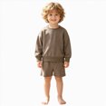 thumbnail image 1 of HFHAPW Toddler Baby Boy Fall Clothes Solid Color Long Sleeve Pullover Sweatshirt Tops Joggers Shorts Set Winter Outfits 0 6 12 18 Months 2T 3T 4T 5T 6T 7T 8T 9T(Coffee,160), 1 of 5