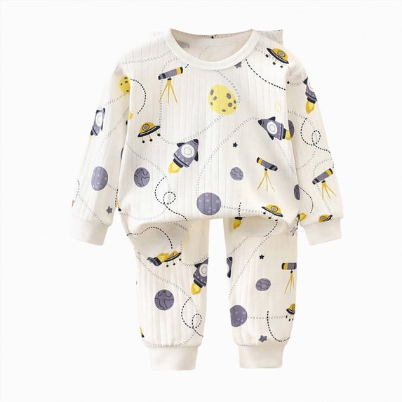 HFHAPW Toddler Girl Boys Pajamas Funny Graphic Pjs Jammies Fall Winter Long Sleeve Sleepwear Sets