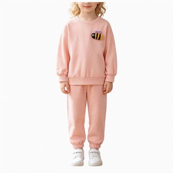 HFHAPW Toddler Kids Girl Clothes Outfit Long Sleeve Graphic T Shirt Top Kids Girl Pants Two Piece Outfits Set,5-6 Y