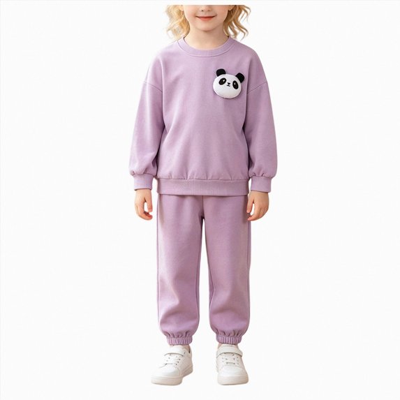 HFHAPW Toddler Kids Girl Clothes Outfit Long Sleeve Graphic T Shirt Top Kids Girl Pants Two Piece Outfits Set,6-7 Y