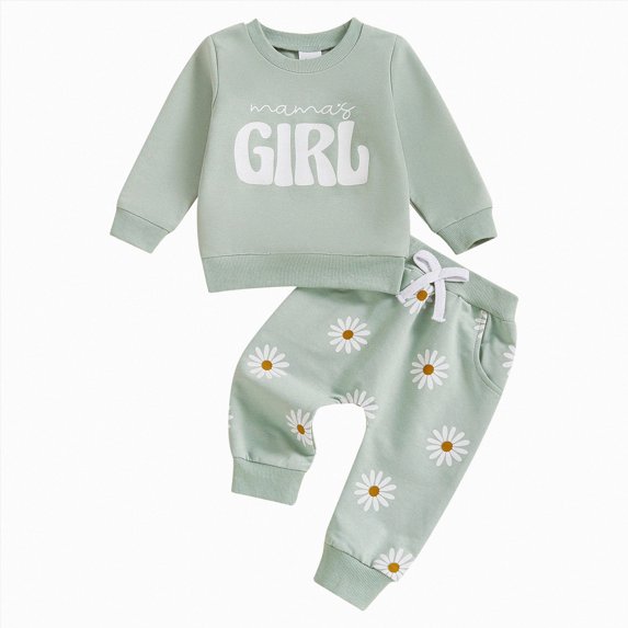 HFHAPW Toddler Kids Girls Fall Clothes Graphic Outfit Long Sleeve Sweatshirt and Jogger Pants Set 2Pcs,12-18 M