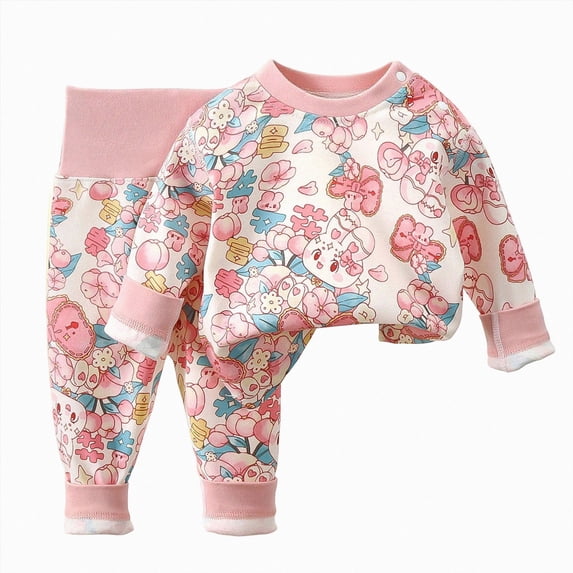 HFHAPW Two Piece Kids Pajamas Cute Graphic Print Girl Boys Pajama Set Toddler Sleepwear for Fall and Winter Seasons