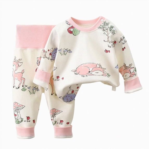 HFHAPW Two Piece Kids Pajamas Cute Graphic Print Girl Boys Pajama Set Toddler Sleepwear for Fall and Winter Seasons