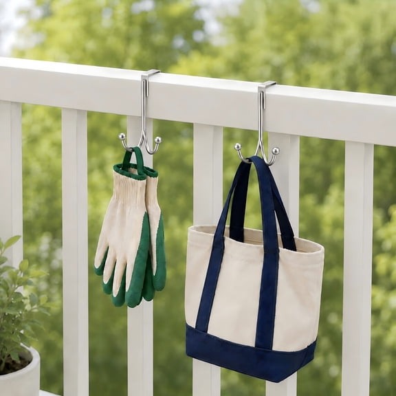 HFHOME 2Packs Over The Door Double Hanger Hooks, Metal Twin Hooks Organizer for Hanging Coats, Hats, Robes, Towels- Silver