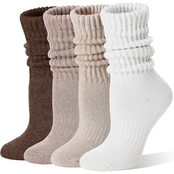 HFHUI Merino Wool Slouch Boot Socks Thermal Warm Winter Thick Scrunch ...