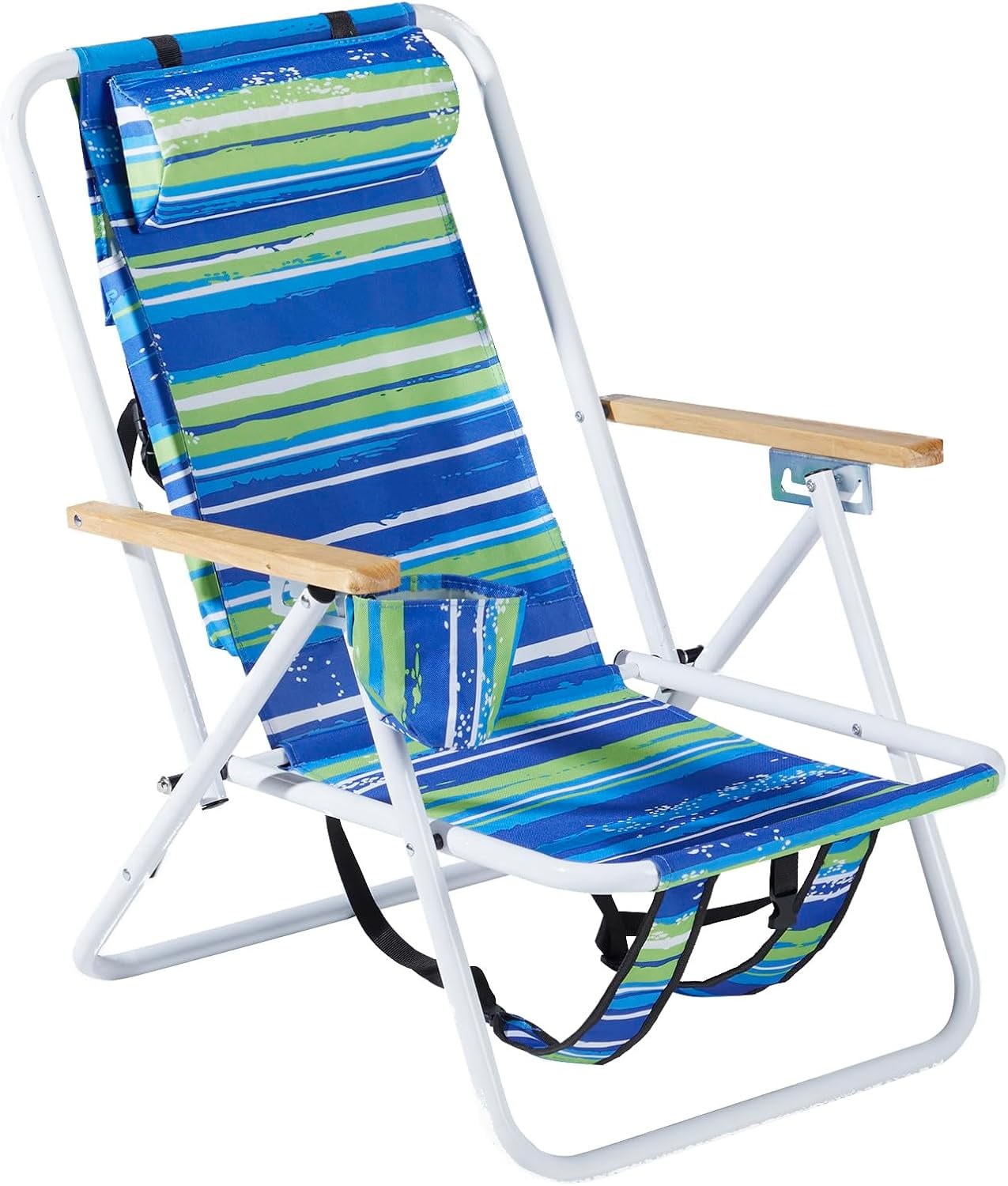 HFJMHG Premium Folding Beach Chair - 4-Position Recliner with ...