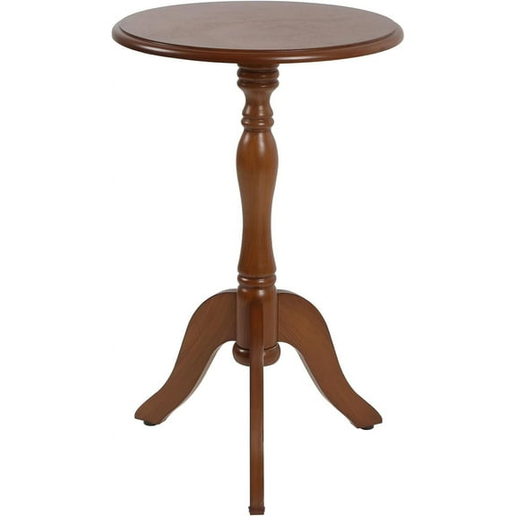 HFJMHG Round Pedestal End Table - 15" Small Side Table for Living Room, Vintage Wooden Accent Table, Nightstand for Bedroom, Entryway（Walnut）