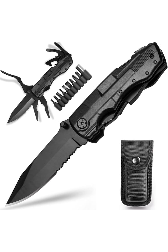 12-in-1 multitool knife, Folding multi Knife, Gifts for Men Dad Husband Boyfriend, Multipurpose Utility Plier, Survival Gadgets for Camping Survival Hiking