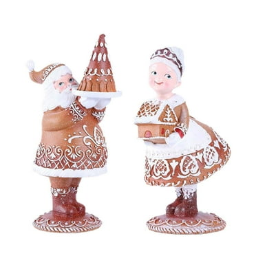 HFLWYWD Mr Santa and Mrs Santa Christmas Figurines Resin Gingerbread Santa Decor