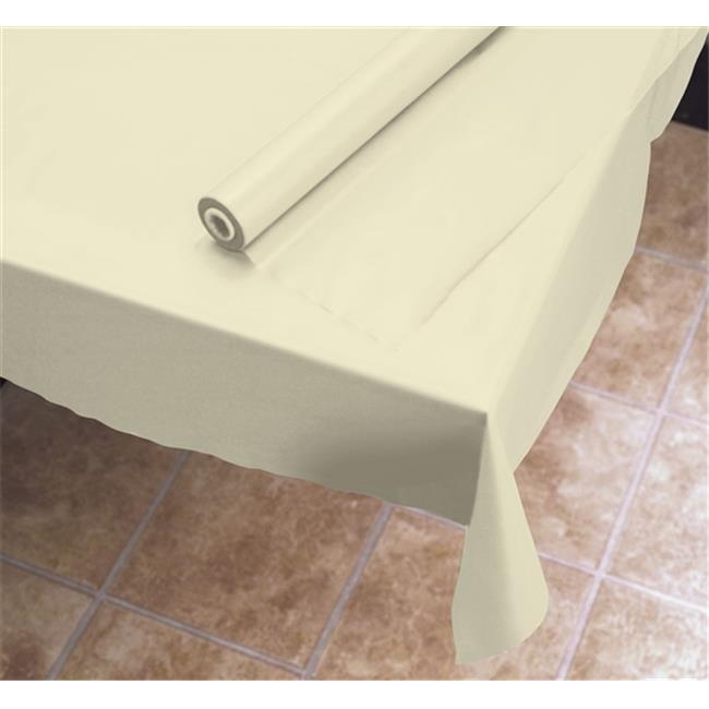 HFM 113002 40 in. x 100 ft. Plastic Roll Table Cover, Ivory