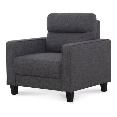 HFO Asher Modern Polyester Fabric Upholstered Channeled Chair in Gray