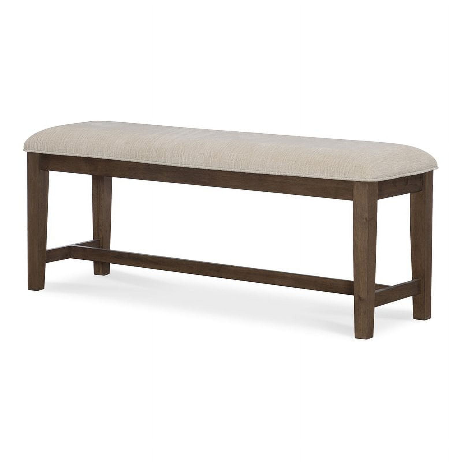 HFO Bluffton Heights 20" Fabric Upholstered/Wood Bench in Brown/Cream