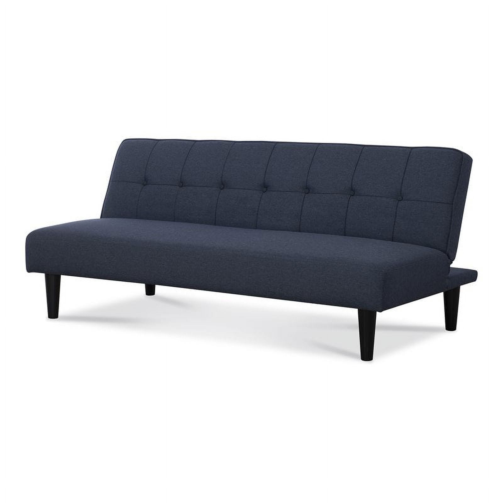 Basic Futon HFO Sawyer Modern Wood and Polyester Fabric Armless Futon in Blue ...