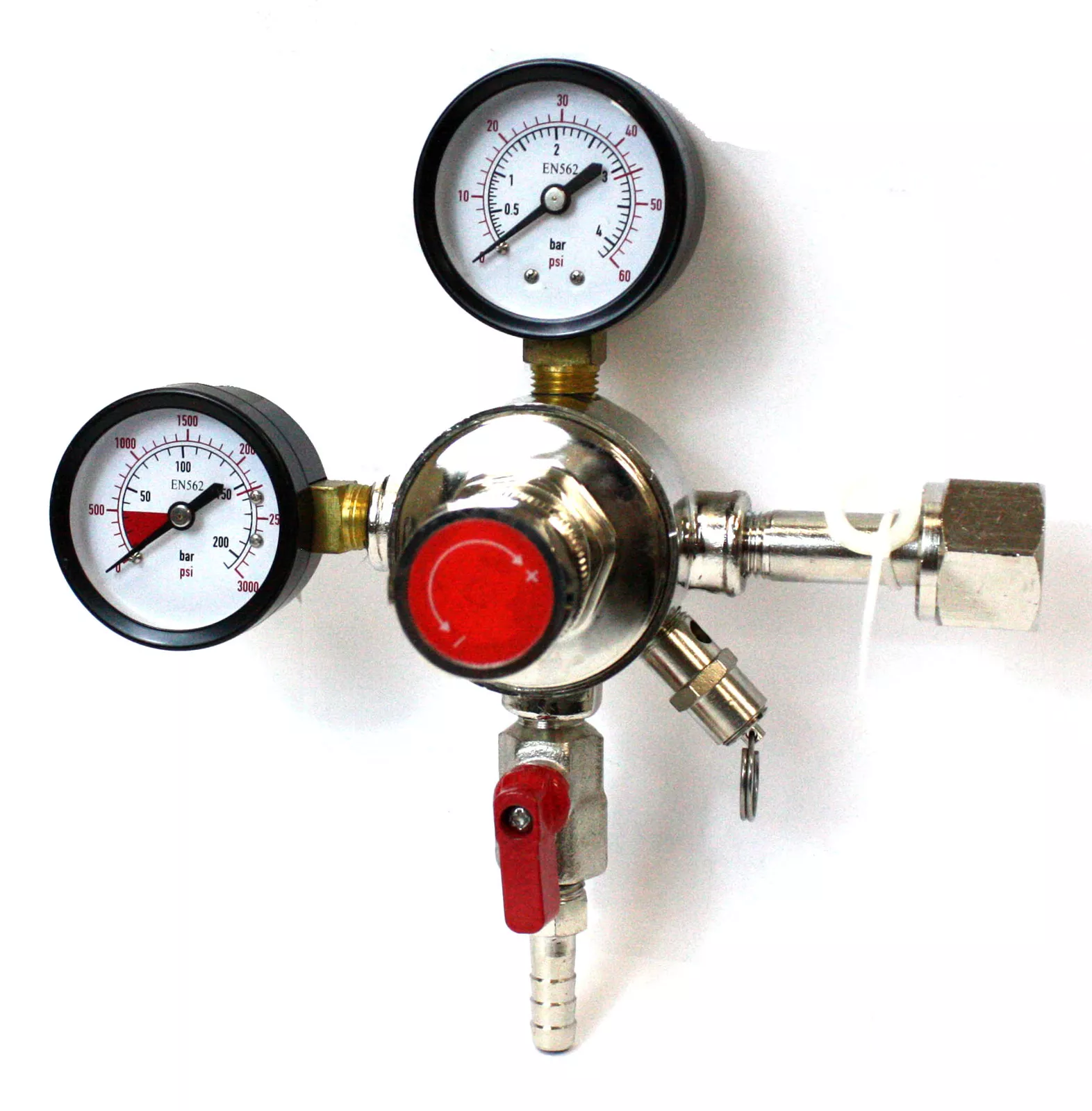 HFS 4 Dual Gauge CO2 Regulator with Shutoff Valve - Precision Control for Home Draft Beer Brewing System, Compatible with Kegerators & Homebrew Kits