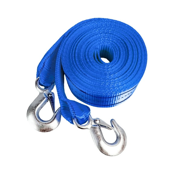 HFS(R) 4.5 Ton 2 inch x 30 ft. Polyester Tow Strap Rope 2 Hooks 10000lb Towing Recovery Blue