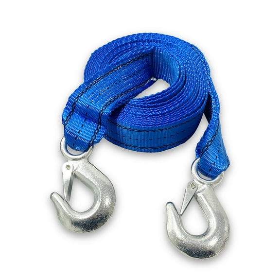 HFS(R) Heavy-Duty Tow Strap with Hooks | 10,000-Pound Capacity | Woven Polyester Webbing | HD Truck Recovery, ATV Towing, Vehicle Rescue | Reliable Tow Rope Versatile Applications (2inch X 20FT Blue)