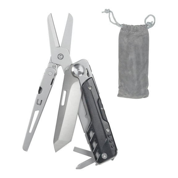 HFS(R) Multi-Tool for Camping Stainless Steel Multi-Functional Scissors Foldable with Drawstring Bag Pocket Multitools for Outdoor Activities and DIY