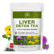 HFU Liver Detox Tea, Liver Cleanse Tea for Liver Support, 42 Tea Bags Herbal Tea, Includes Milk Thistle, Turmeric & Fennel