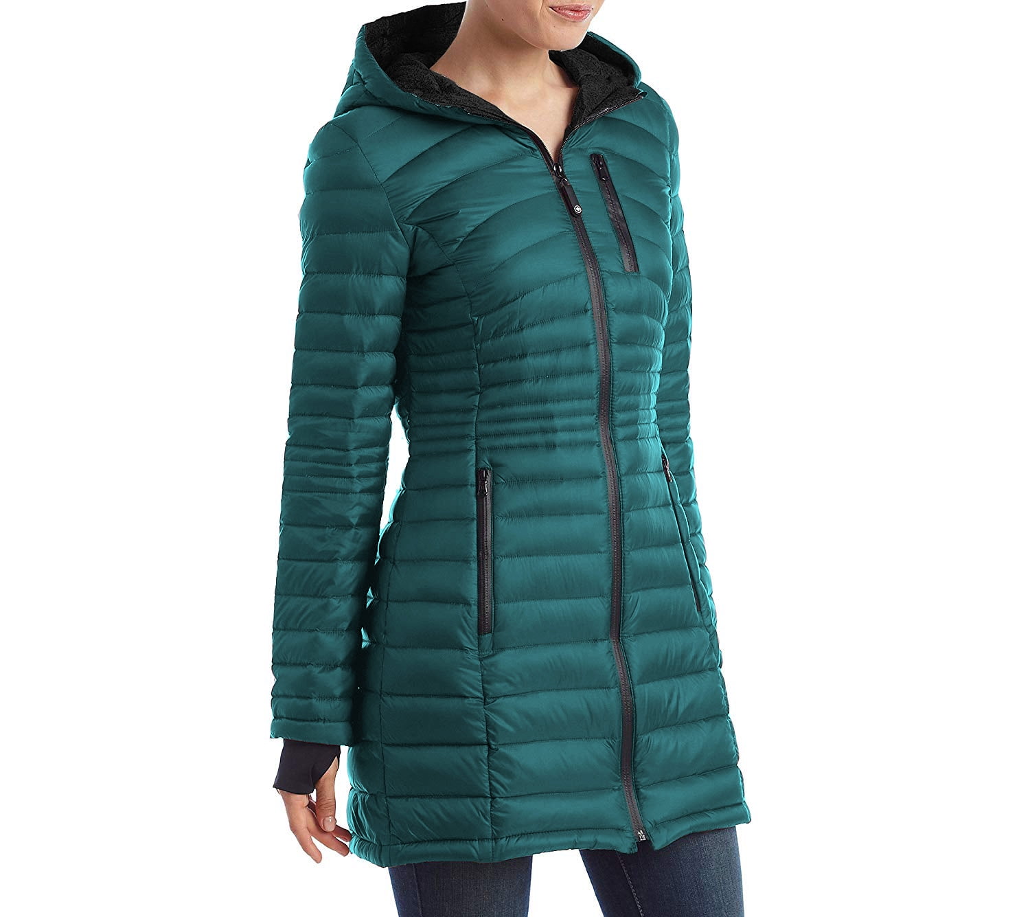 HFX Halifax Women's Teal Down Packable Coat Hooded (L) - Walmart.com